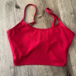 PINK Red Crop Tank Bra - crisscross back
